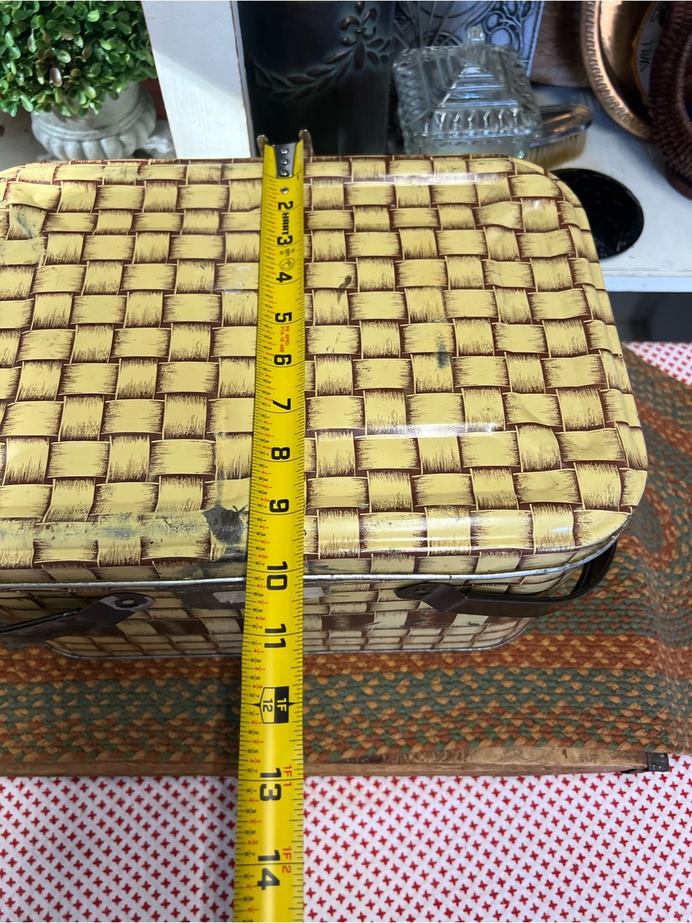 Vintage tin picnic basket brown beige decor grandma Core Storage decor - Picture 12 of 12